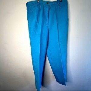 Talbots Irish linen blend bright aqua capris, Sz 16P. Preowned. EUC.